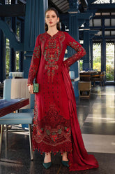 MF1336| MARIA.B UNSTITCHED 3PC HEAVY EMB PREMIUM DHANAK WITH READY TO WEAR EMB DHANAK SHAWL