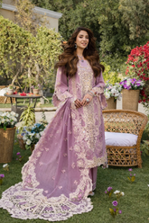 MF1332| ELAF UNSTITCHED 3PC HEAVY EMB PREMIUM DHANAK WITH READY TO WEAR EMB KHAADI NET DUPATTA