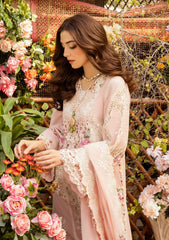 MF1333| ELAF UNSTITCHED 3PC HEAVY EMB PREMIUM DHANAK WITH READY TO WEAR EMB KHAADI NET DUPATTA