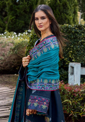 MF1339| MUSHQ UNSTITCHED 3PC HEAVY EMB PREMIUM DHANAK WITH READY TO WEAR EMB DHANAK SHAWL