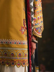 MF1341| ETHNIC UNSTITCHED 3PC HEAVY EMB PREMIUM DHANAK WITH READY TO WEAR PRINTED COTRIA SHAWL