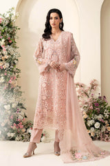 MF1342| MARIA.B UNSTITCHED 3PC HEAVY EMB PREMIUM DHANAK WITH READY TO WEAR EMB KHAADI NET SHAWL