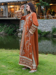 MF1354| BATIK UNSTITCHED 3PC HEAVY EMB PREMIUM DHANAK WITH DHANAK EMB SHAWL