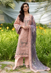MF1345| ELAF UNSTITCHED 3PC HEAVY EMB PREMIUM DHANAK WITH READY TO WEAR EMB & PRINTED WOOL SHAWL