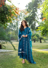 MF1346| ELAF UNSTITCHED 3PC HEAVY EMB PREMIUM DHANAK WITH READY TO WEAR EMB DHANAK SHAWL