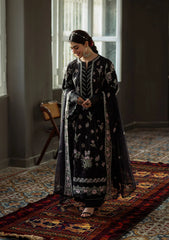 MF1347| KAHF UNSTITCHED 3PC HEAVY EMB PREMIUM DHANAK WITH READY TO WEAR EMB DHANAK SHAWL