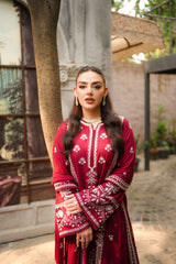 MF1357| ANEELAS UNSTITCHED 3PC HEAVY EMB PREMIUM DHANAK WITH DHANAK EMB SHAWL