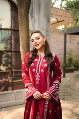 MF1357| ANEELAS UNSTITCHED 3PC HEAVY EMB PREMIUM DHANAK WITH DHANAK EMB SHAWL