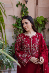 MF1352| BATIK UNSTITCHED 3PC HEAVY EMB PREMIUM DHANAK WITH DHANAK SHAWL