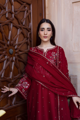 MF1352| BATIK UNSTITCHED 3PC HEAVY EMB PREMIUM DHANAK WITH DHANAK SHAWL