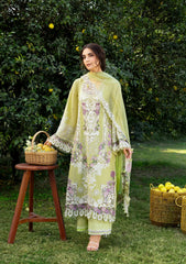MF1353| ELAF UNSTITCHED 3PC HEAVY EMB PREMIUM VISCOS WITH READY TO WEAR EMB & PRINTED SILK SHAWL