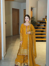 MF1359| ETHNIC UNSTITCHED 3PC HEAVY EMB PREMIUM SILK WITH READY TO WEAR KHAADI NET EMB DUPATTA