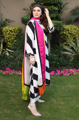 Digital Lawn with 4 side printed Lawn Dopatta