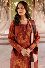 Digital Lawn with 4 side printed Lawn Dopatta