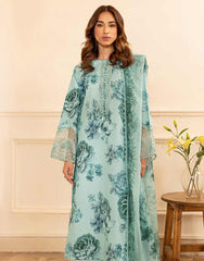 Digital Lawn with 4 side printed Lawn Dopatta