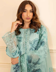 Digital Lawn with 4 side printed Lawn Dopatta