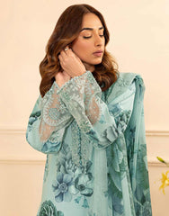 Digital Lawn with 4 side printed Lawn Dopatta