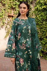 Digital Lawn with 4 side printed Lawn Dopatta