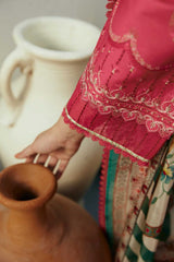 Emb Lawn with diamond printed Dopatta