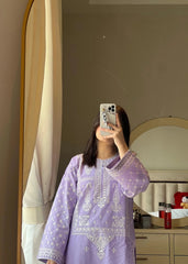 Emb lawn with plain trouser