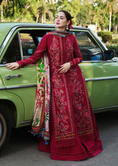 Emb lawn with print voil dupatta