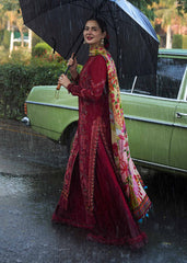 Emb lawn with print voil dupatta