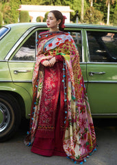 Emb lawn with print voil dupatta
