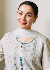 Emb lawn with chiffon dupatta