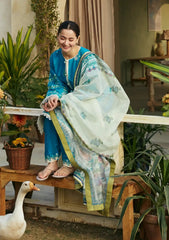 Emb Lawn with printed voil dupatta