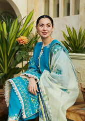 Emb Lawn with printed voil dupatta