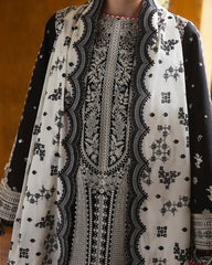 Heavy emb lawn with chak organza soft emb dupatta