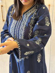 Emb lawn with plain trouser