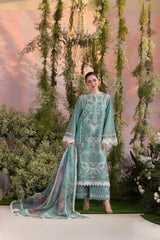 Chickankari lawn with voil printed dopatta