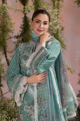 Chickankari lawn with voil printed dopatta
