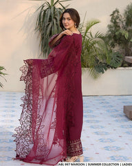 Emb lawn with organza Cut work Dopatta