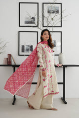 Heavy emb lawn with voil printed dopatta