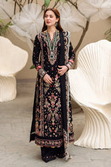 MF1332| ELAF UNSTITCHED 3PC HEAVY EMB PREMIUM DHANAK WITH READY TO WEAR EMB KHAADI NET DUPATTA