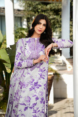 Emb lawn with chiffon 4 side printed emb dupatta