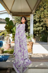 Emb lawn with chiffon 4 side printed emb dupatta