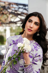 Emb lawn with chiffon 4 side printed emb dupatta