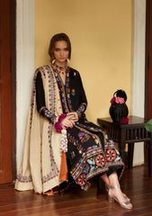 Zaha on emb Dhanak with Emb Dhanak shawl