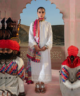 Jazmin on emb Dhanak with wool printed shawl