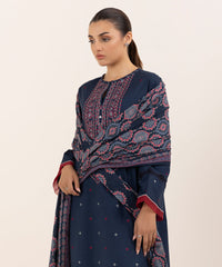 Sapphire on emb Dhanak with wool printed shawl