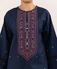 Sapphire on emb Dhanak with wool printed shawl
