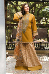 Emb dhanak with printed shawl with heavy emb trouser