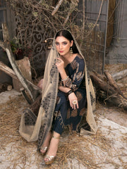 Bareeze on emb Linen with Emb chiffon dopatta