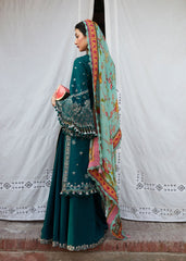 Hussain rehar on heavy emb dhanak with twill printed shawl