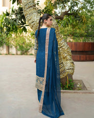 Zainab Chottani on heavy emb Dhanak with Dhanak emb shawl