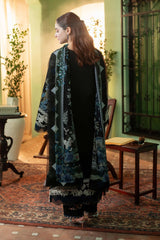 Jade on emb Dhanak with silky wool printed shawl