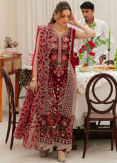 MF1350| MAHNUR UNSTITCHED 3PC HEAVY EMB PREMIUM DHANAK WITH READY TO WEAR EMB DHANAK SHAWL